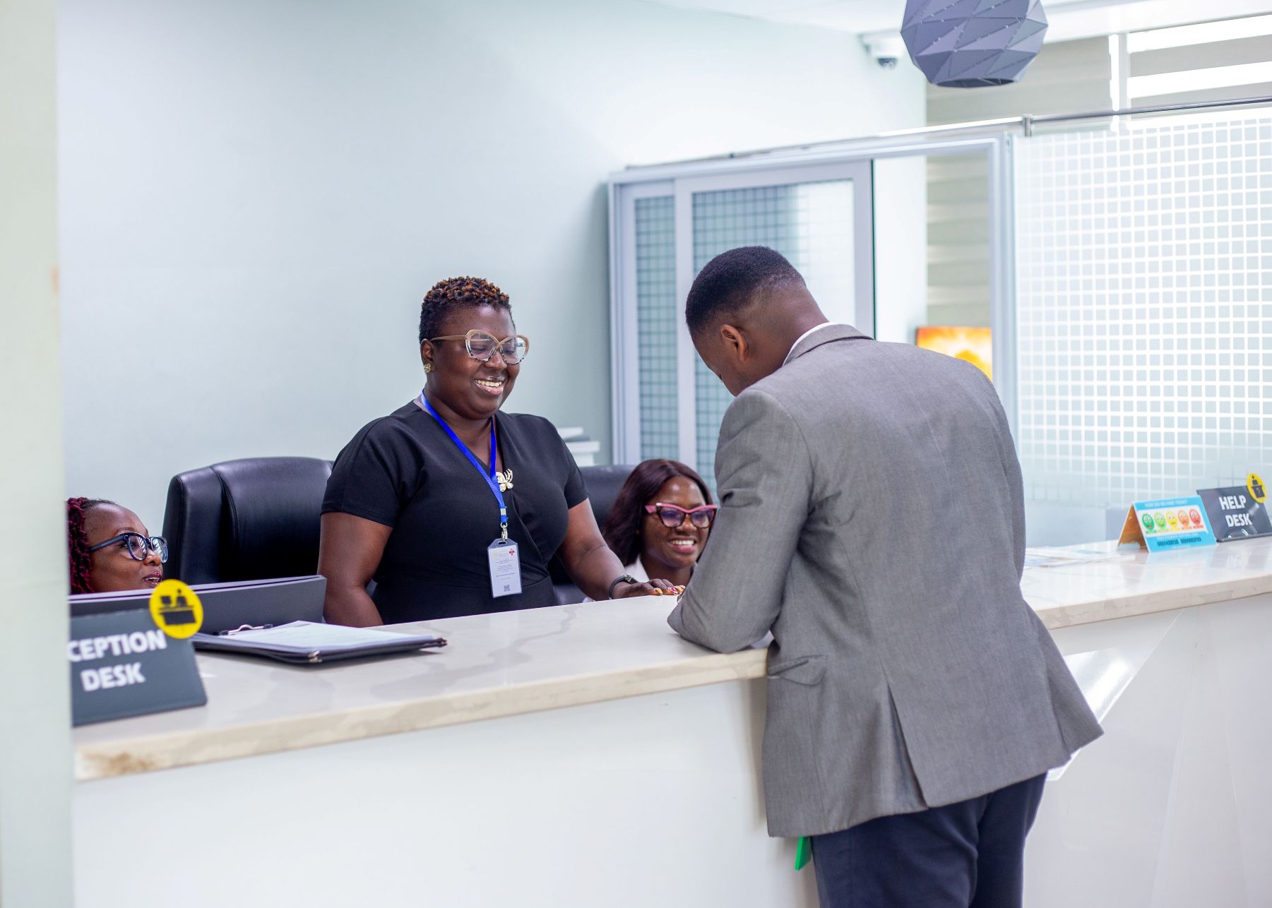 Healthcare professional interacting with a client